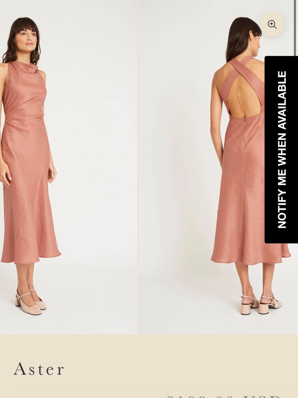 One-Shoulder Linen Blend Dress in Dusty Rose - Picture 4 of 8